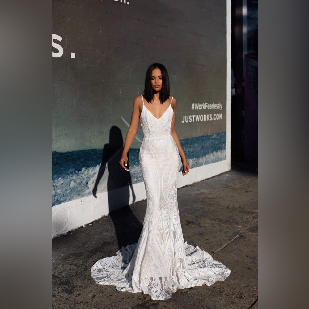 A&N Designed By Alamour Janice White Sequin Backless Wedding Dress